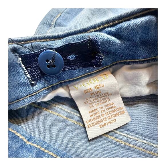 V GOLD Distressed JEANS Women's 16-1/2+ Lace Embellished Stretch Skinny Leg Blue - Picture 5 of 12